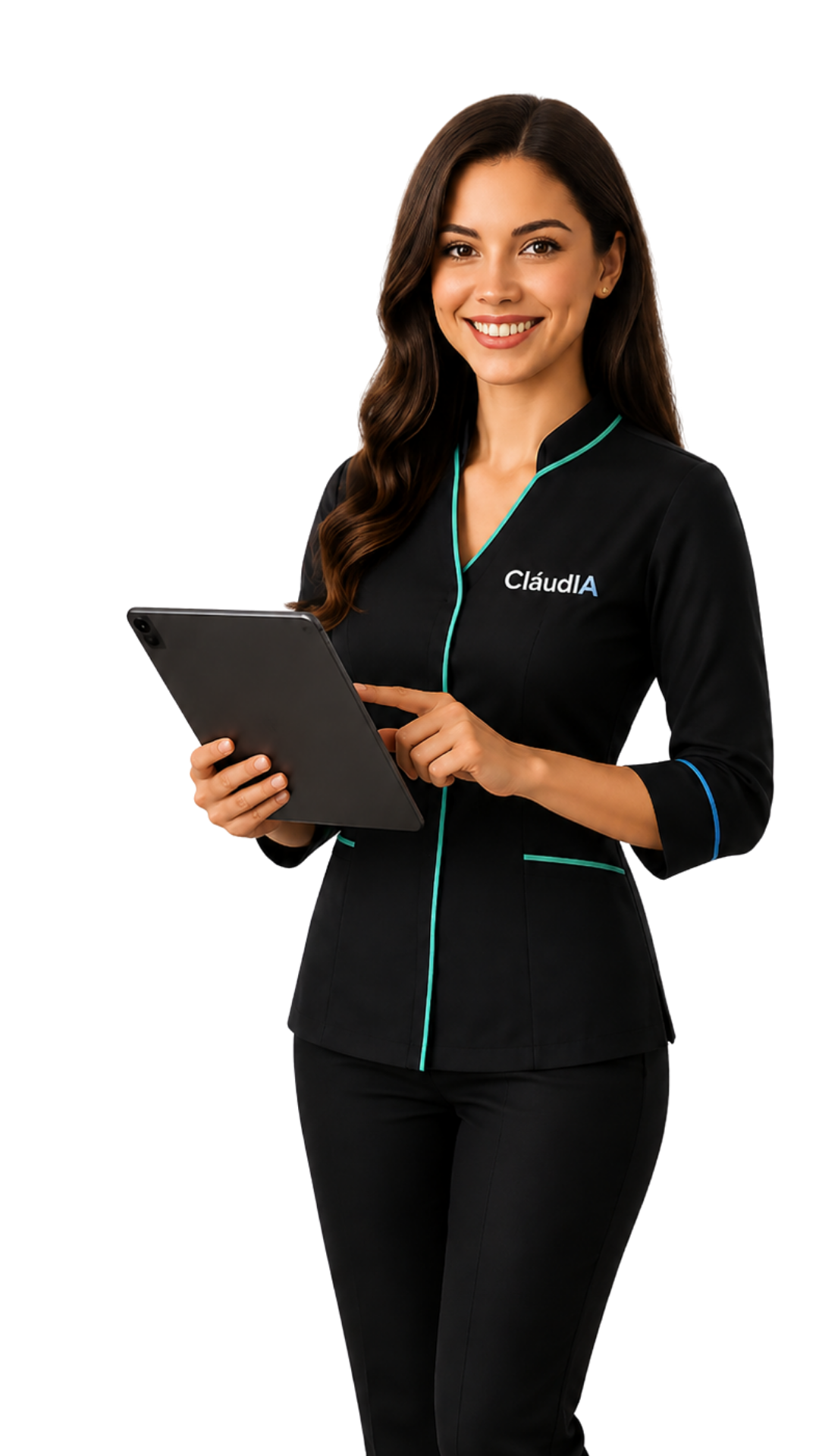 CláudIA com tablet